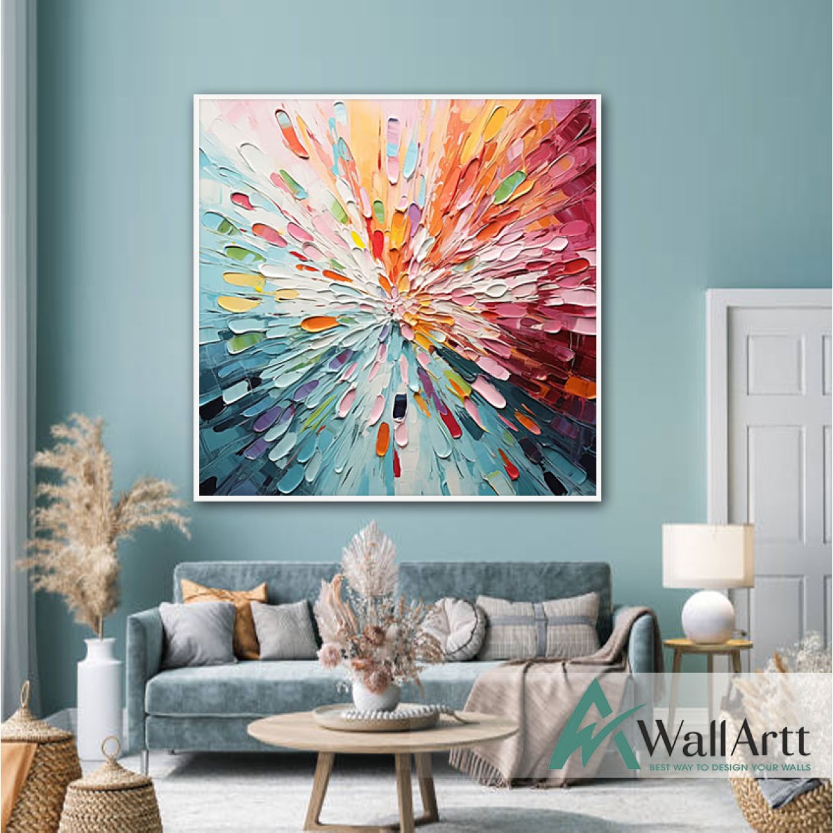 Burst of Colors 3D Heavy Textured Partial oil Painting